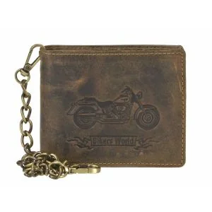 GreenBurry Vintage Leather Biker Wallet with Chain