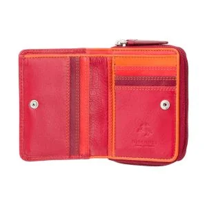 Visconti Hawaii - Small Colourful Leather Wallet Red Multi
