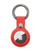 Airtag cover case leather keyring with carabiner, Red