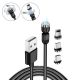 Statik 360° Magnetic Rotating 3-in-1 Universal USB Charging Cable - 6FT/2M
